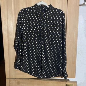 Black and Gold Polka Dot Button-Up Shirt